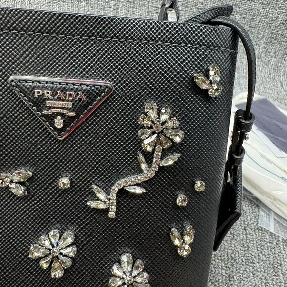 100% Authentic Prada Blue Panier Shoulder Bag - Picture 4 of 14